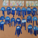 Prace plastyczne wykonane przez dzieci z oddziału przedszkolnego - ośmiornice