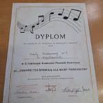 Dyplom za zajęcie trzeciego miejsca w konkursie