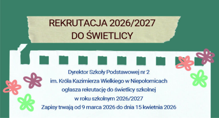 Rekrutacja 2026/2027 do Świetlicy