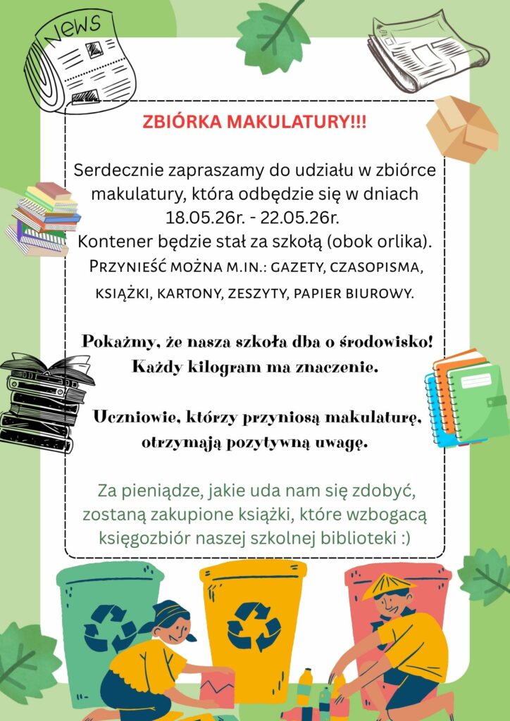 Ogłoszenie o zbiórce makulatury