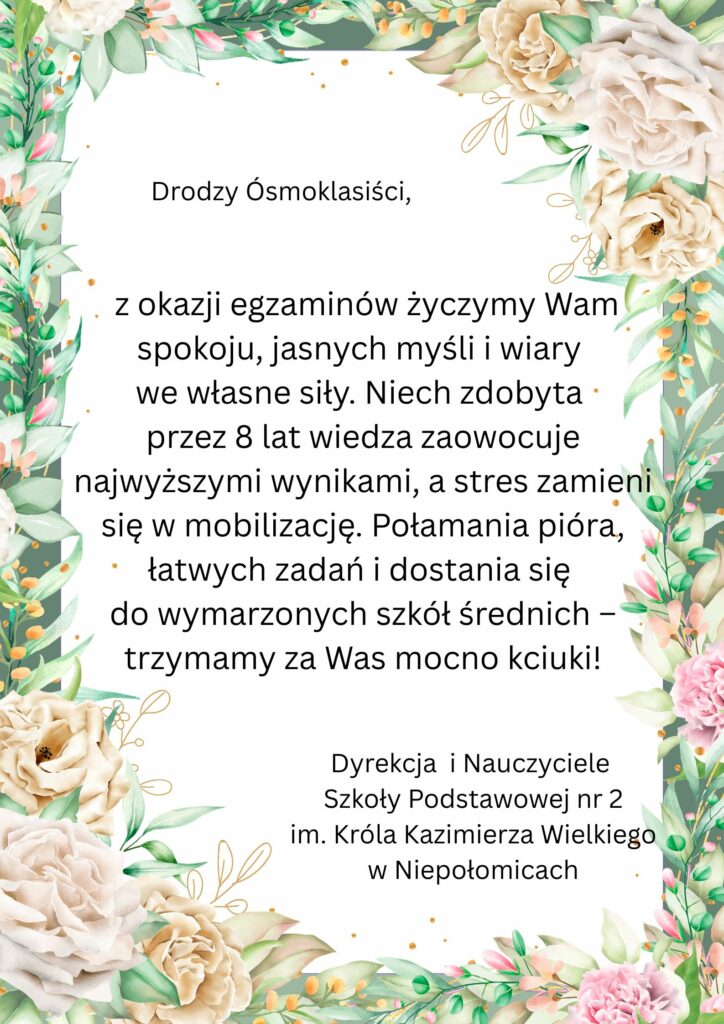 życzenia od Dyrekcji