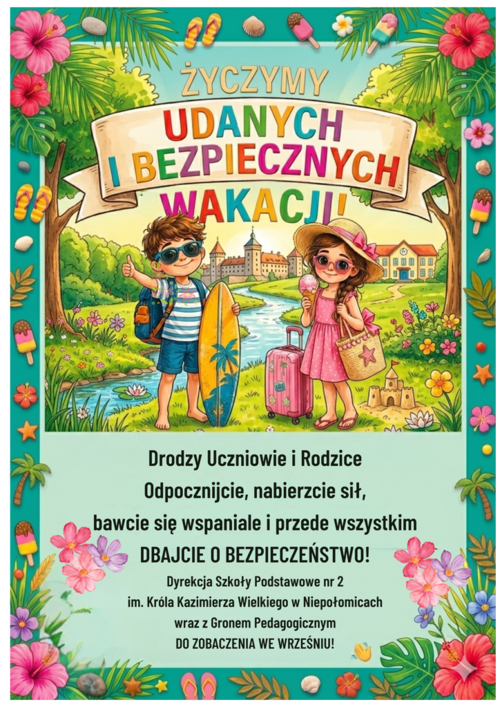Plakat bezpiecznych wakacji