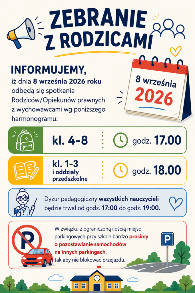 Plakat o zebraniu z rodzicami
